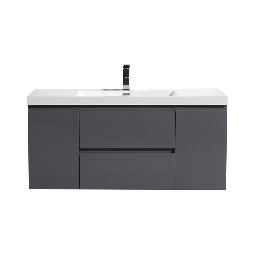 Unbranded Bohemia 48 In W Bath Vanity In High Gloss Gray With Reinforced Acrylic Vanity Top In White With White Basin Mob48 Gr The Home Depot