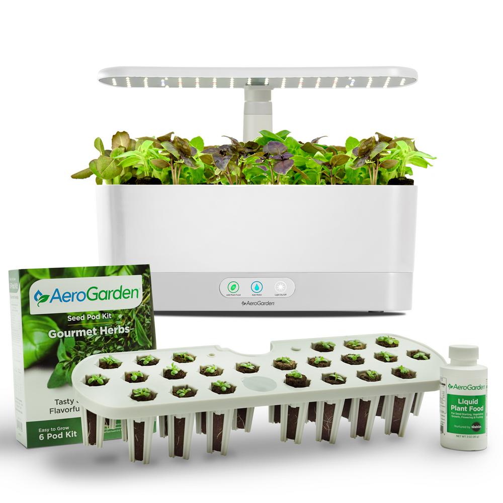 AeroGarden Harvest Slim with Gourmet Herb Seed Pod Kit White 