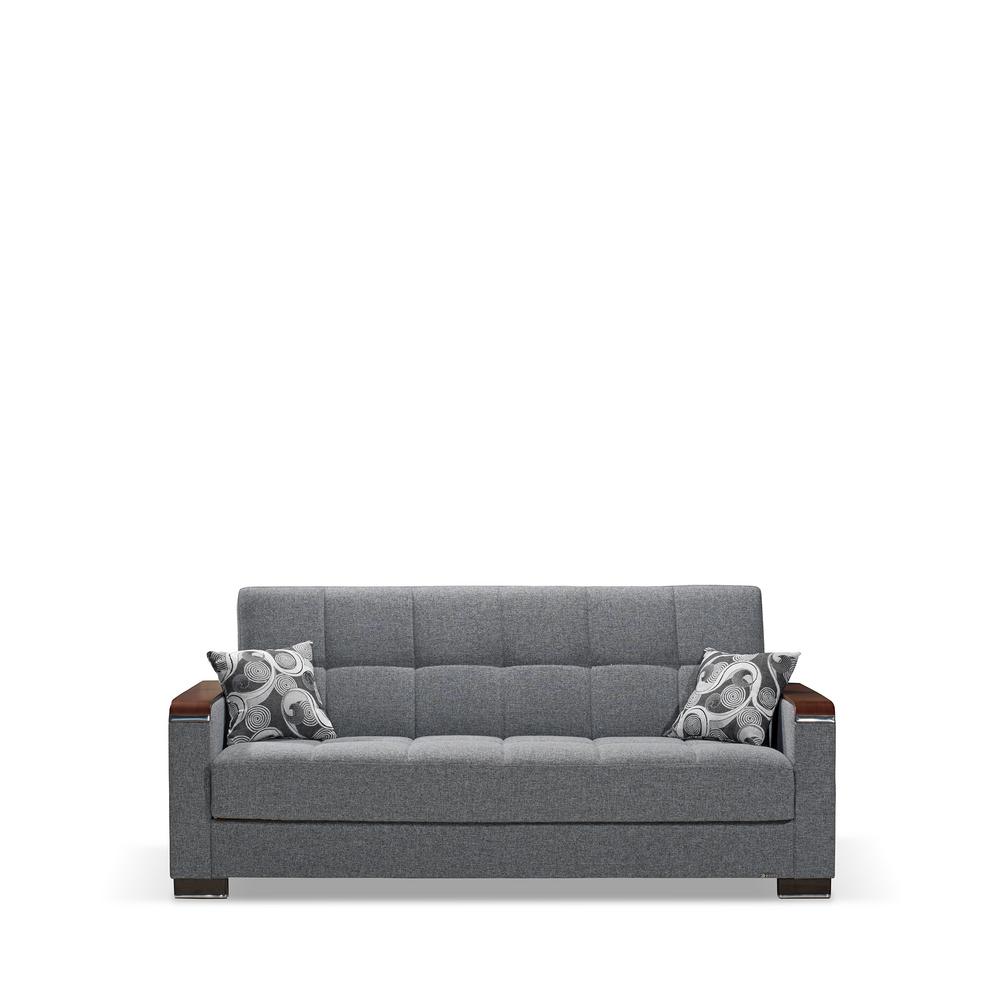 Ottomanson Armada Gray Wooden Armed Sofa Sleeper Bed With Storage Armada Gray Wooden Armed Sofa Sleeper Bed With Storage