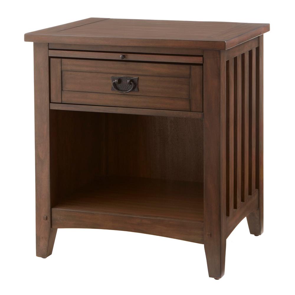 Home Decorators Collection Abrams 1 Drawer Walnut Finish Nightstand 24 In W X 25 98 In H 13964 The Home Depot