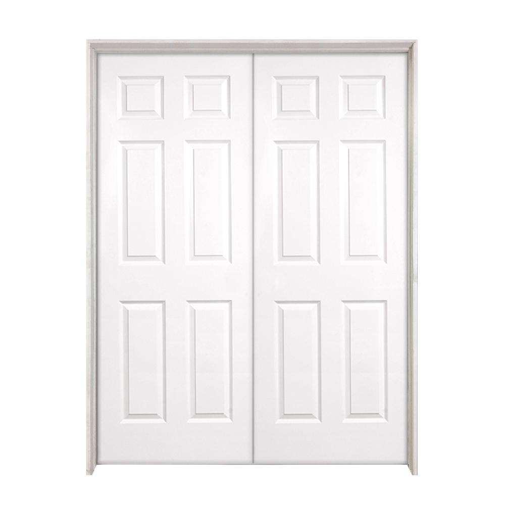 Steves Sons 48 In X 80 In 6 Panel Smooth Hollow Core Primed White Classic Composite Double Prehung Interior Door