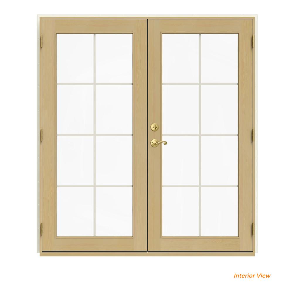 Jeld Wen 72 In X 80 In W 2500 Vanilla Clad Wood Left Hand 8 Lite French Patio Door W Unfinished Interior