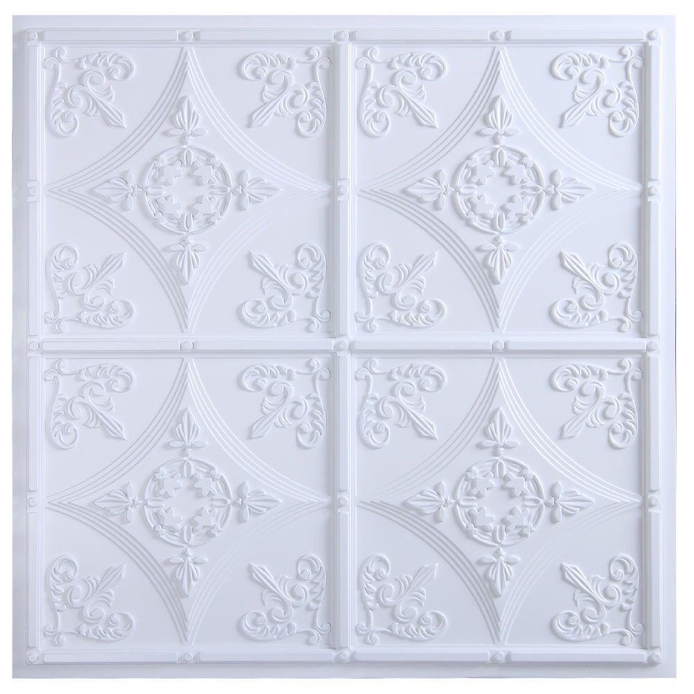 Udecor Basilica 2 Ft X 2 Ft Lay In Or Glue Up Ceiling Tile In White 40 Sq Ft Case