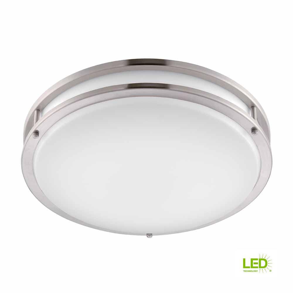 Hampton Bay Brushed Nickel Led Round Flush Mount Dc016ledb The Home Depot - Flush Ceiling Light Fixture Home Depot Hampton Bay Brushed Nickel Led Round Flush Mount Dc016ledb The Home Depot - Flush Ceiling Light Fixture Home Depot
