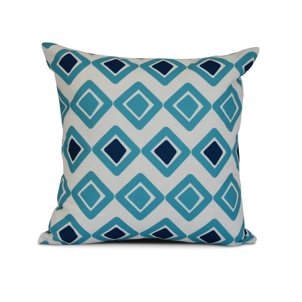 16 in. x 16 in. Honeycomb Geometric Print Pillow in Aqua-PGN36BL3-16 ...