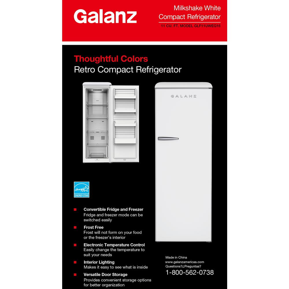 Galanz 11 cu. ft. Frost Free Convertible Upright Freezer or Fridge in