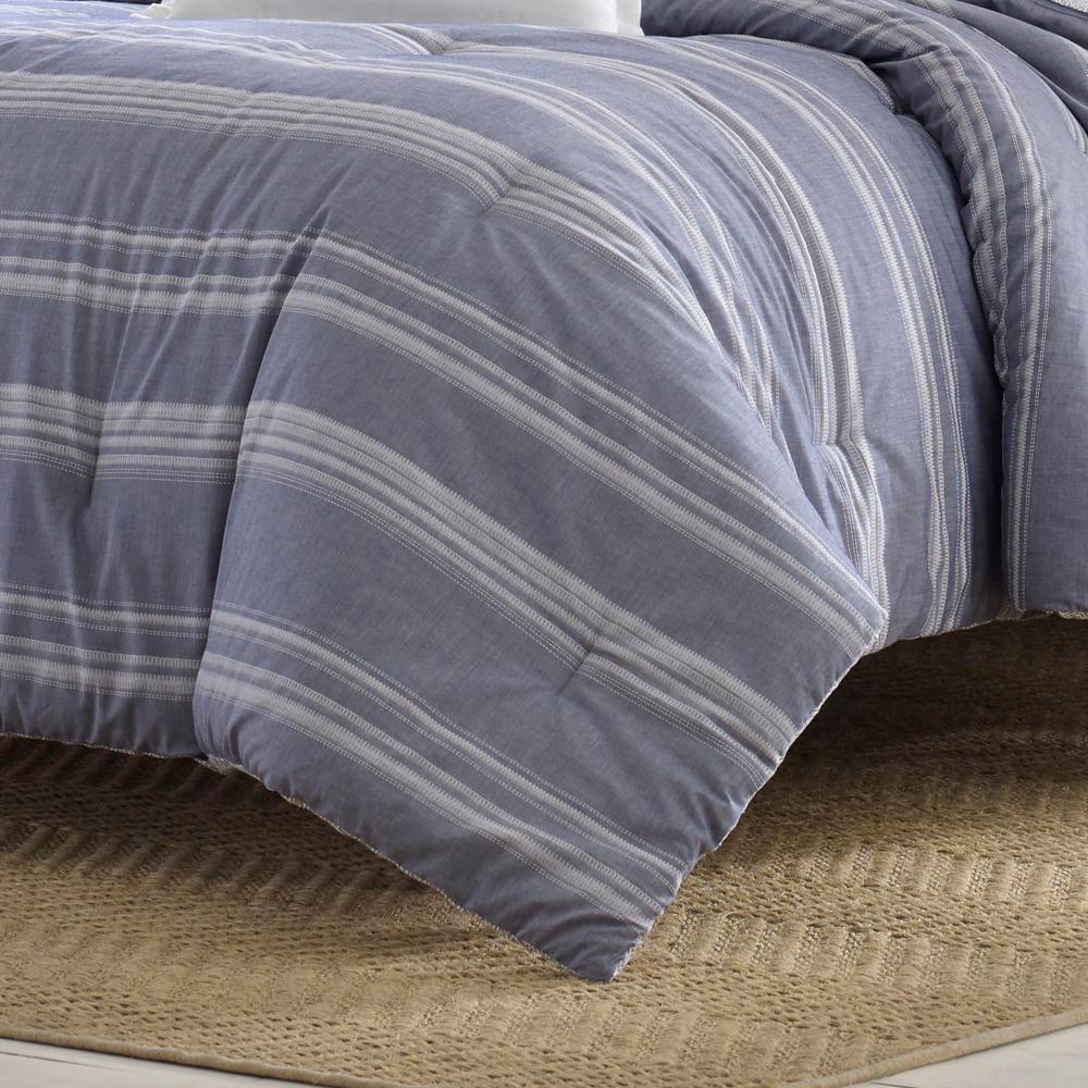 Tommy Bahama Chambray Stripe 3 Piece Full Queen Duvet Cover Set