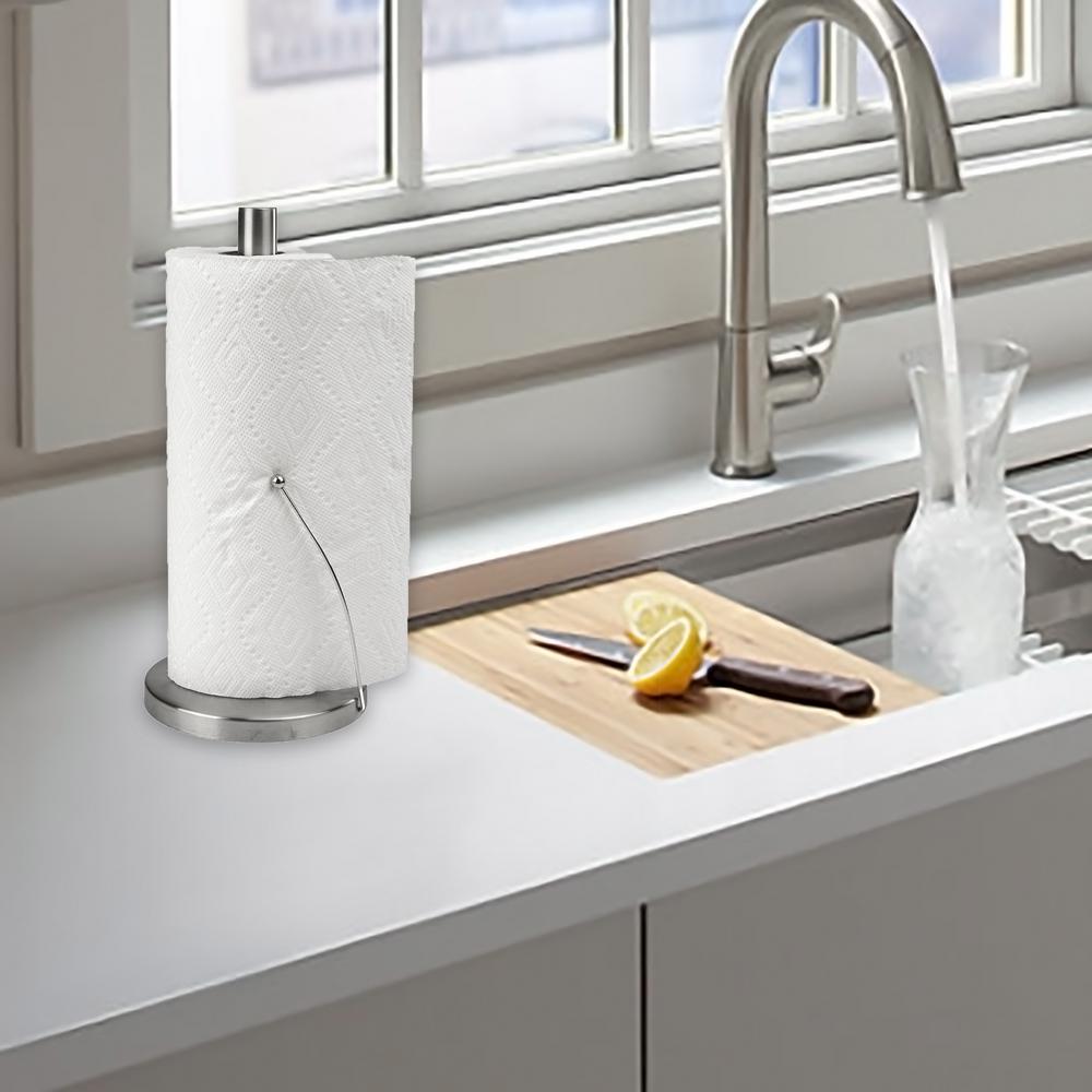 Silver Paper Towel Napkin Holders Countertop Storage The Free Standing Stainless Steel Paper Towel Holder Heavy Bottom In Silver