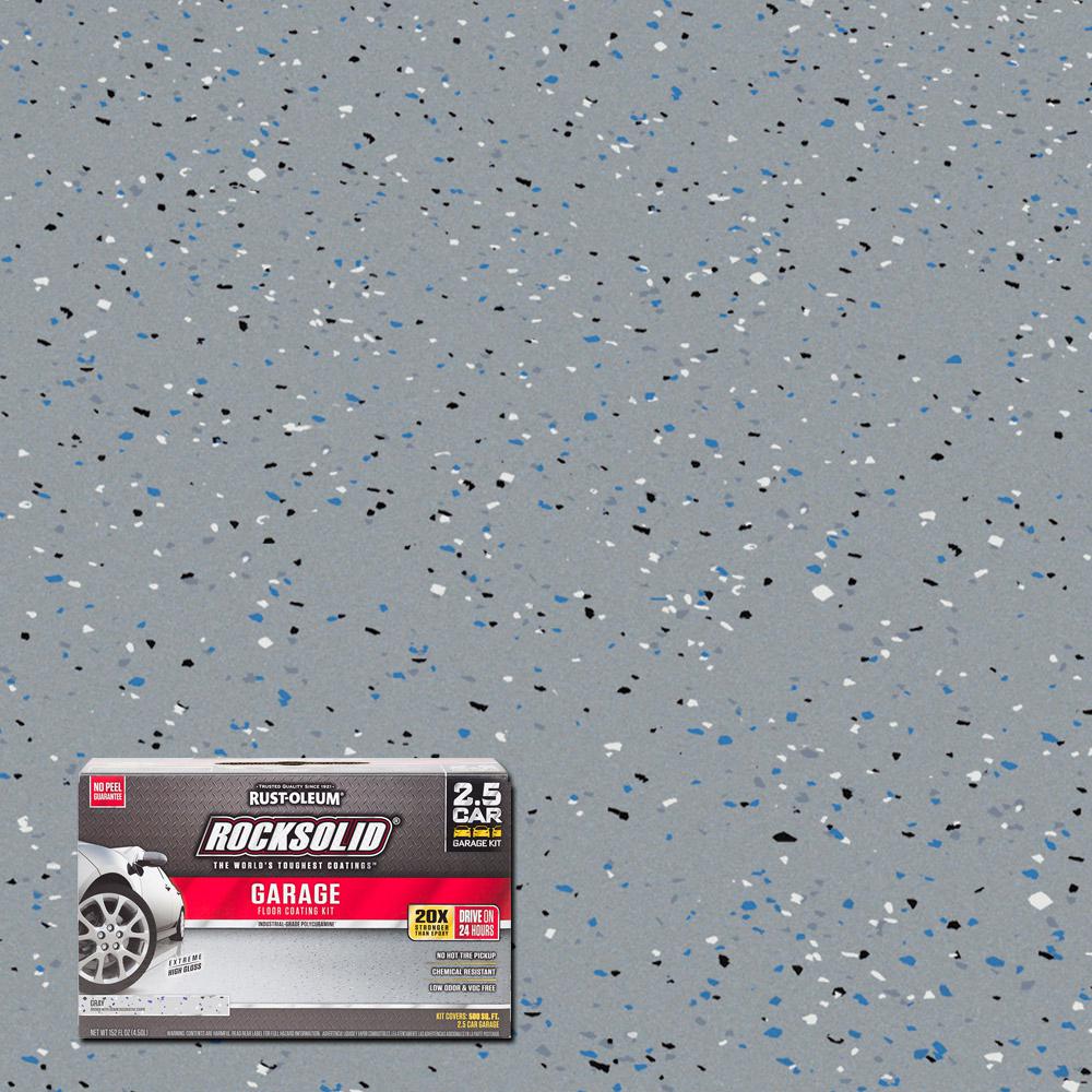 Rust-Oleum RockSolid 152 oz. Gray Polycuramine 2.5 Car Garage Floor Kit ...