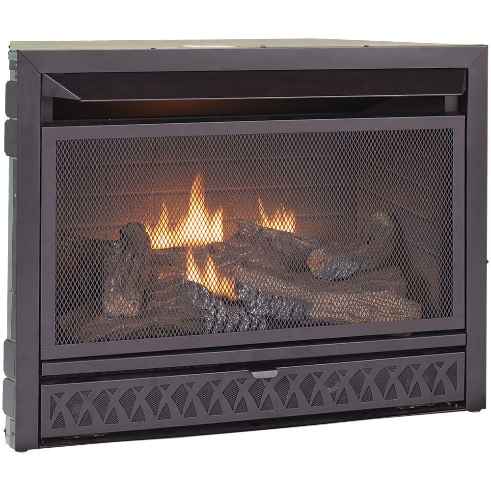 Pleasant Hearth 42 in. Convertible Vent-Free Dual Fuel Fireplace ...