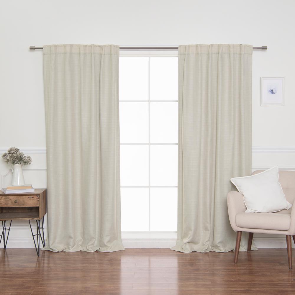 Best Home Fashion 84" Ivory Woven Faux Linen Back Tab Curtains with