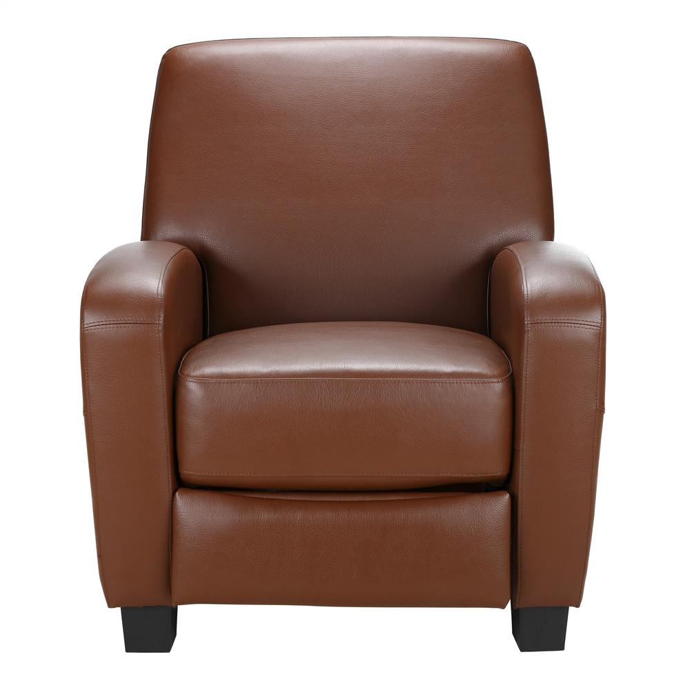 Faux Leather Recliners Chairs The Home Depot Marina Camel Faux Leather Recliner