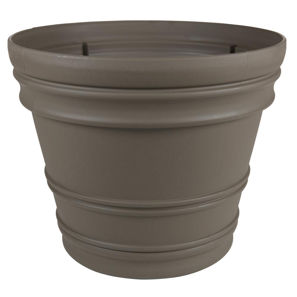 Rolled Rim 22 in. Peppercorn Plastic Planter