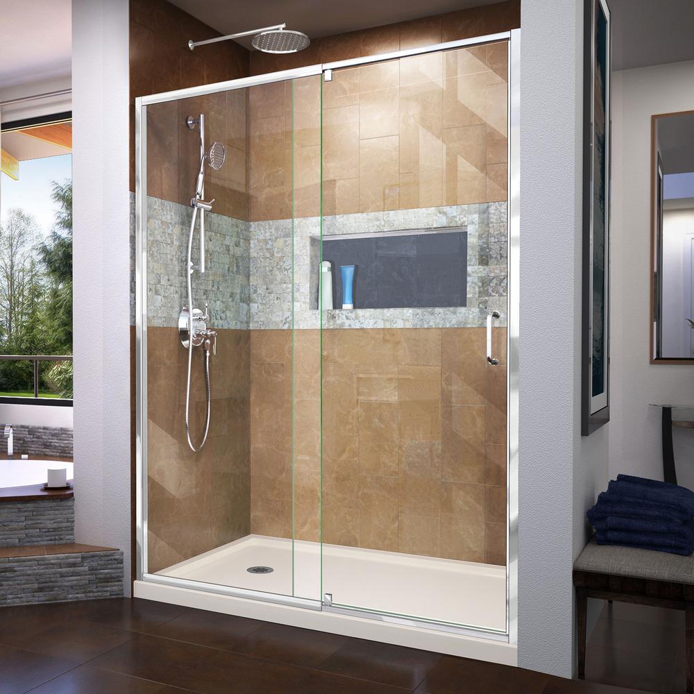 DreamLine Flex 60 in. W x 34 in. D x 74.75 in. Framed Pivot Shower Door