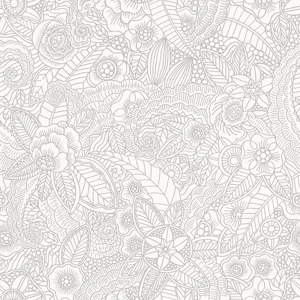 Unbranded Schunard Off White Floral Off White Wallpaper Sample Ddsam The Home Depot