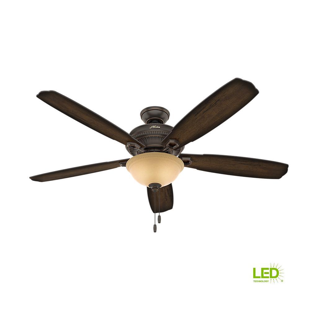 Hunter Ambrose 60 In Indoor Onyx Bengal Bronze Ceiling Fan With Indoor Onyx Bengal Bronze Ceiling Fan With Bowl Light