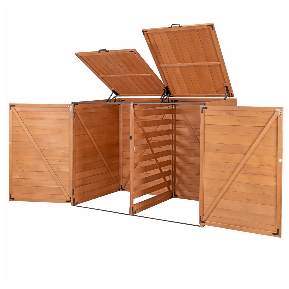 Leisure Season 4.9 ft. x 3 ft. x 4 ft. Cypress Medium Horizontal Trash and Recycling Storage Shed, Browns / Tans