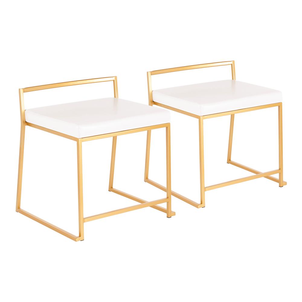 Lumisource Fuji Stackable Dining Chair In Gold Metal And White Faux Lumisource Fuji Stackable Dining Chair In Gold Metal And White Faux Leather Set Of 2 Ch Fujiau W2 The Home Depot