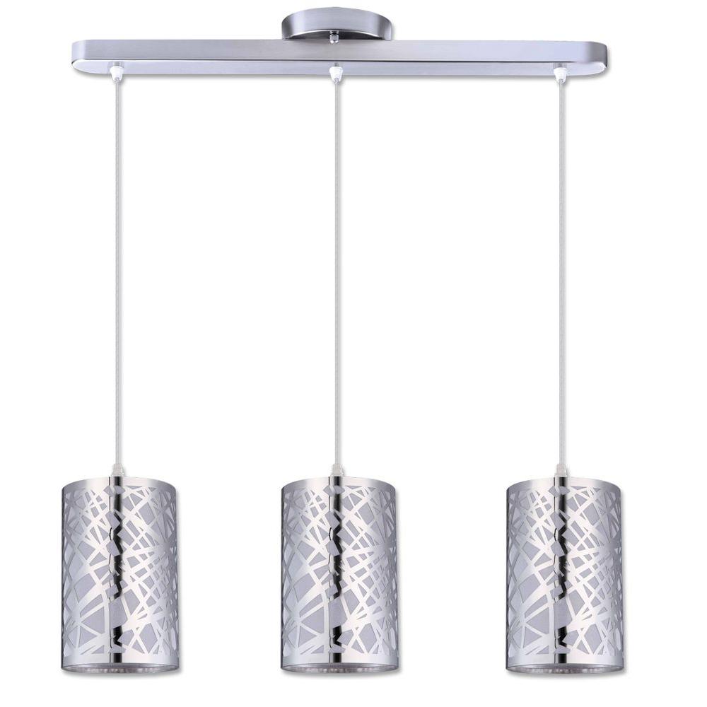 Chrome Cer Pendant Lights Lighting The Home Depot Nice Collection 3 Light Chrome Pendant