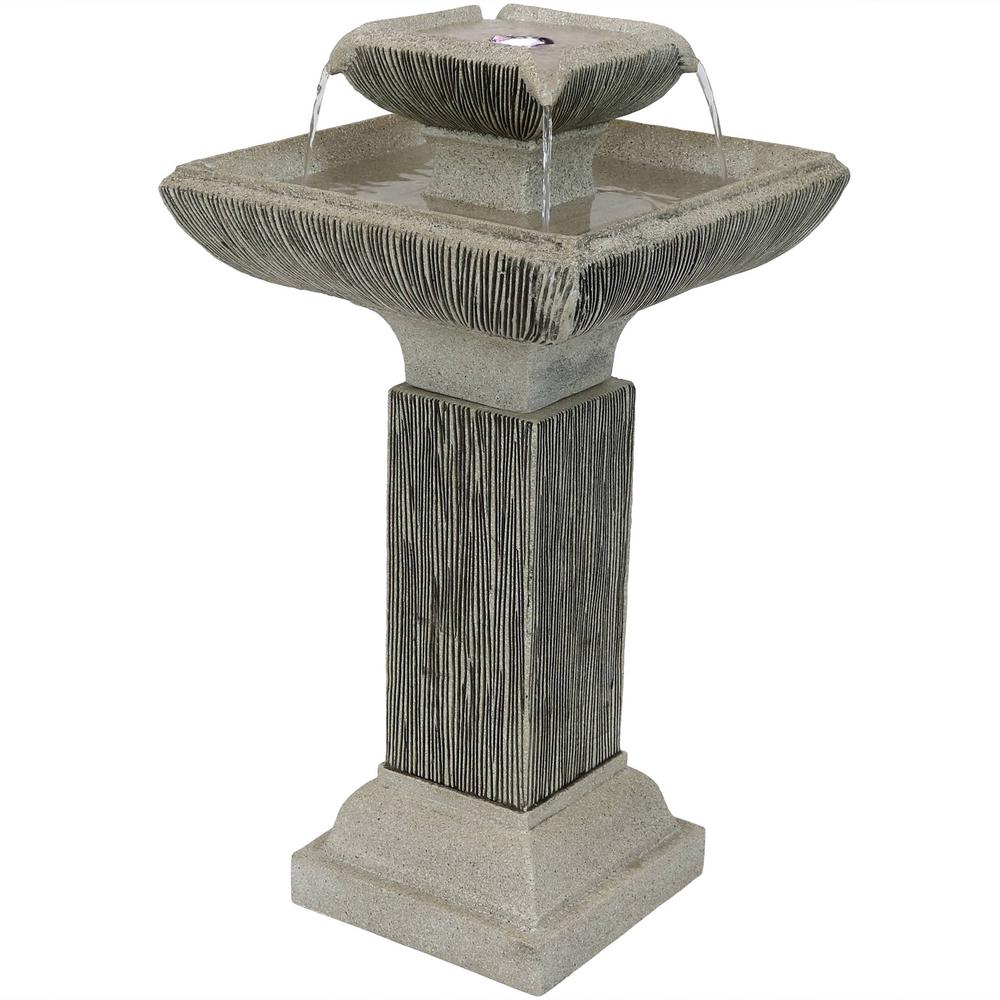 Sunnydaze Decor 25 in. Square 2Tier Outdoor Birdbath Water Fountain