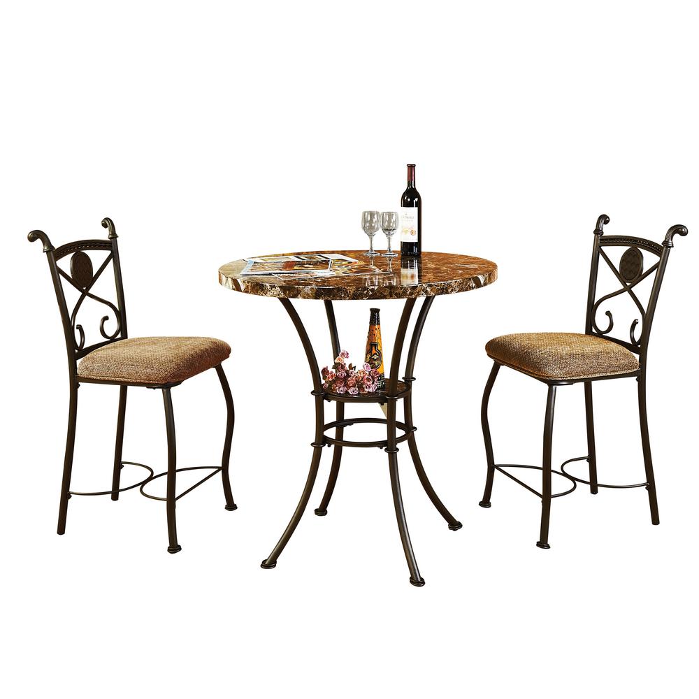 Acme Furniture Kleef 3 Piece Brown Bar Table Set 70560 The Home Depot Acme Furniture Kleef 3 Piece Brown Bar Table Set