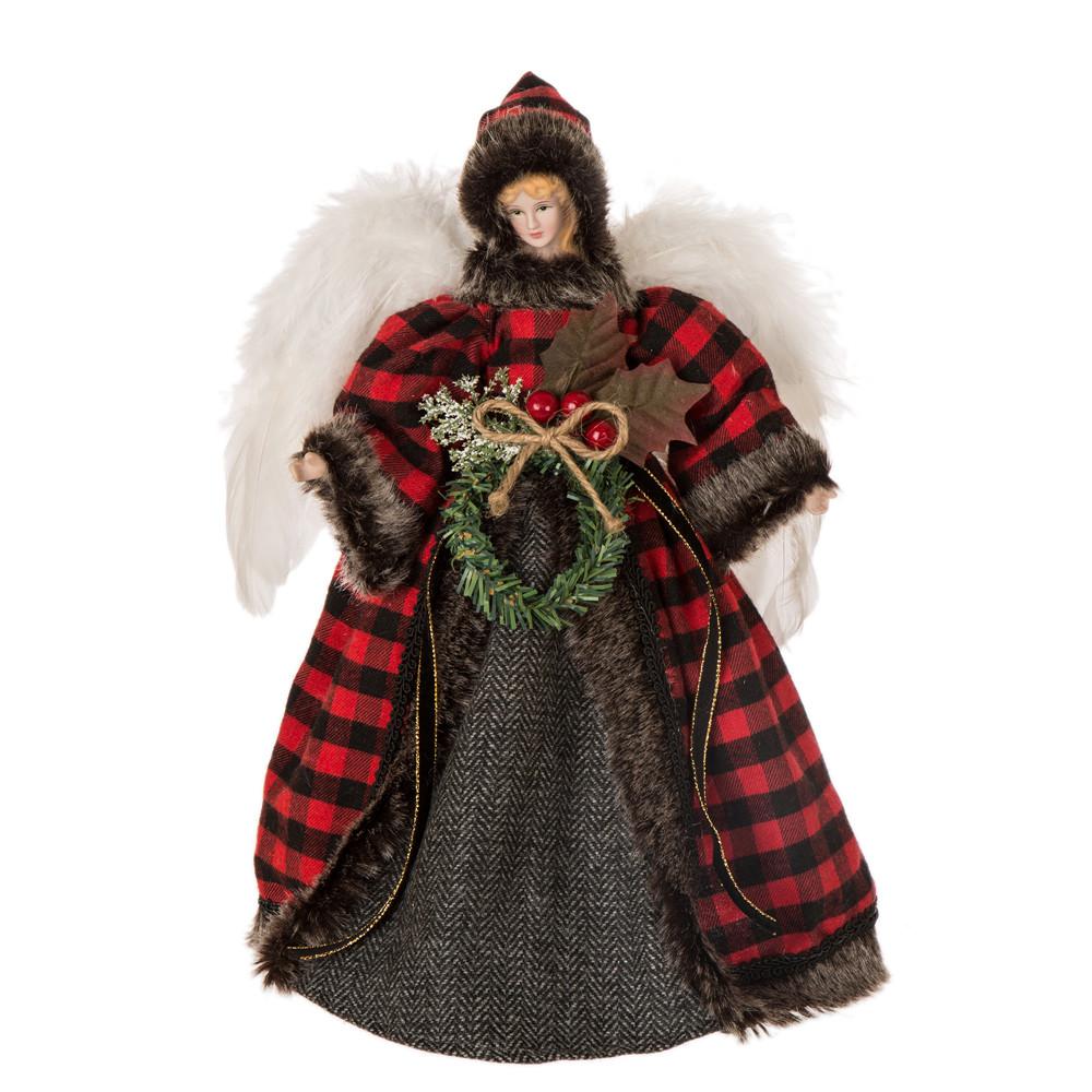 Glitzhome Christmas Tree Decorations The H Plaid Angel Christmas Tree Topper Decoration