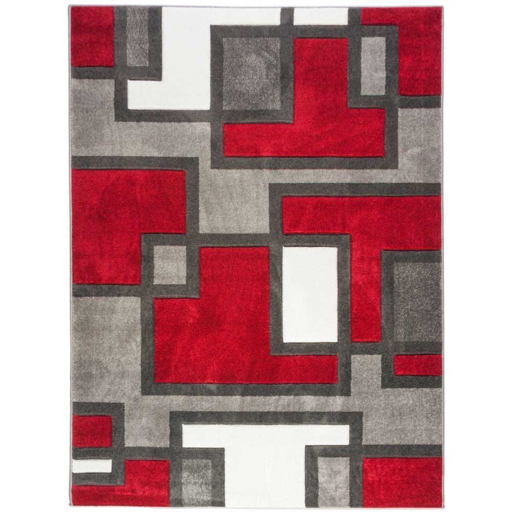 Well Woven Ruby Imagination Squares Red 7 ft. 10 in. x 9 ft. 10 in
