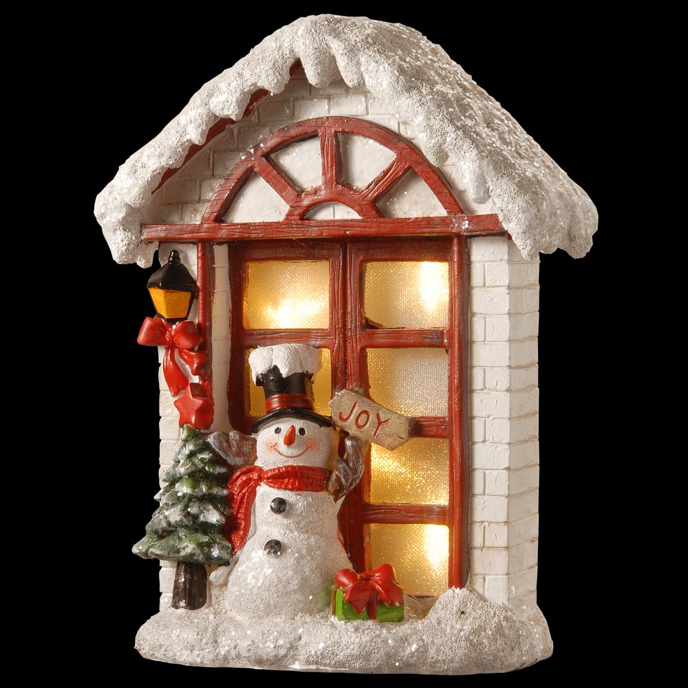 National Tree Company 10 In Polyresin House With Snowman With