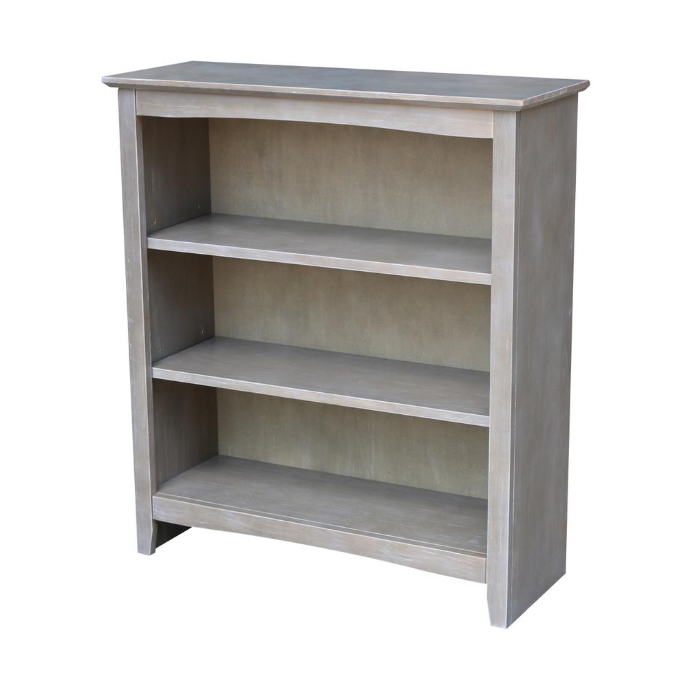 Solid Wood Coastal Gray Home Office Furniture H Weathered Taupe Gray Bookcase