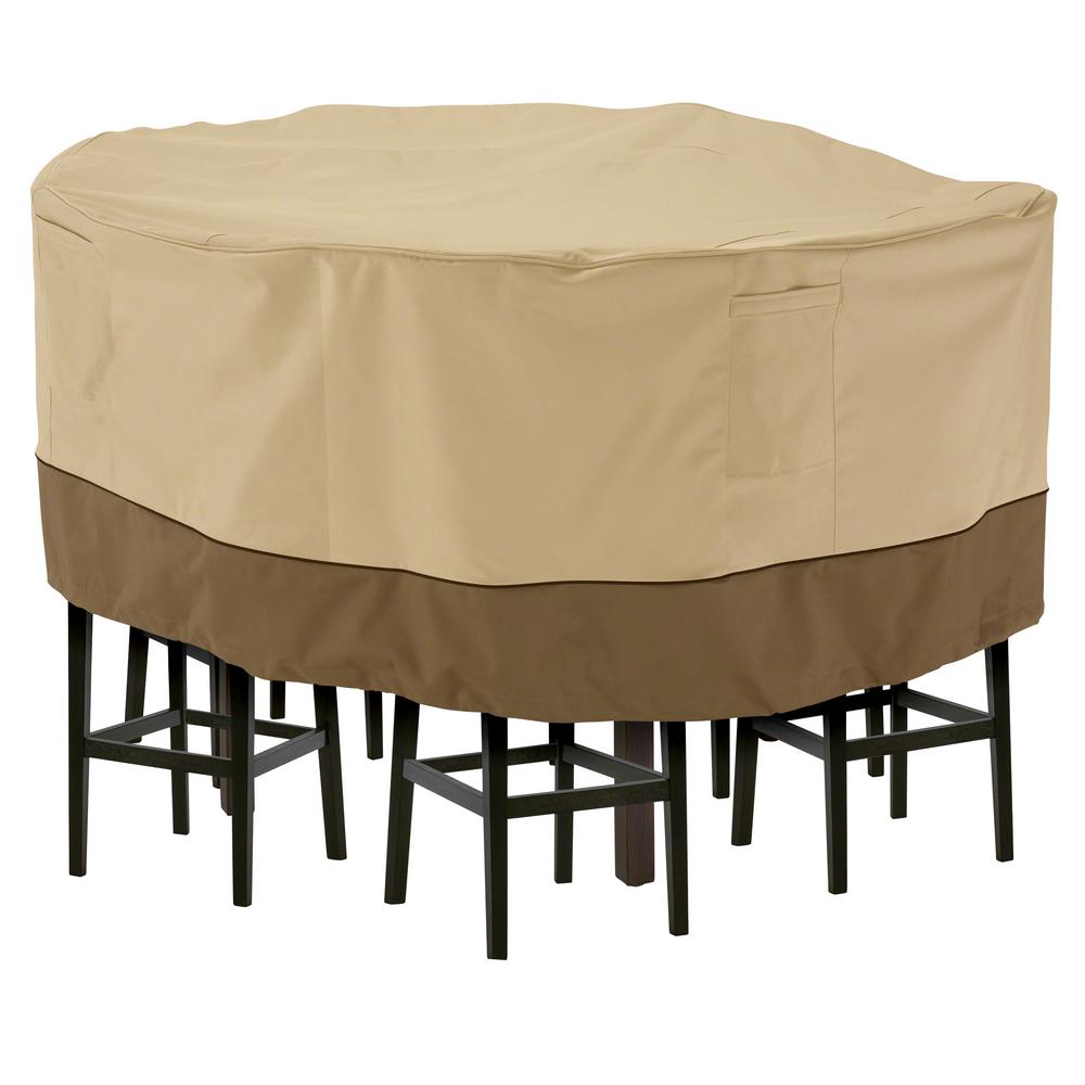 Classic Accessories Veranda Medium Tall Round Patio Table And 6 Tall Chairs Set Cover 55 780 031501 00 The Home Depot