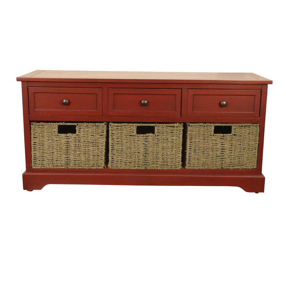Storage Bench Baskets 3 Woven Wood Constructed 42 In X 15 25 In