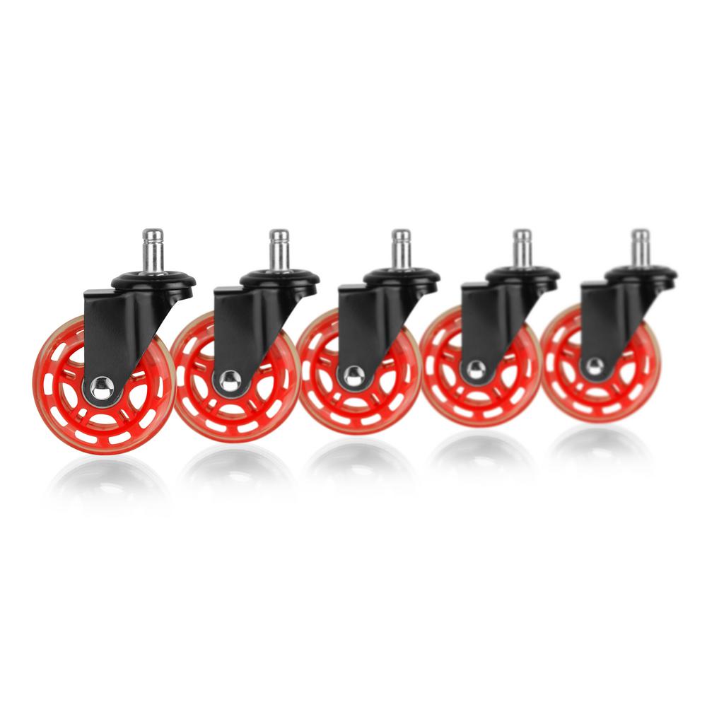 Slipstick 3 In Black And Red Rollerblade Office Chair Caster Wheels Black And Red Rollerblade Office Chair Caster Wheels 5 Pack