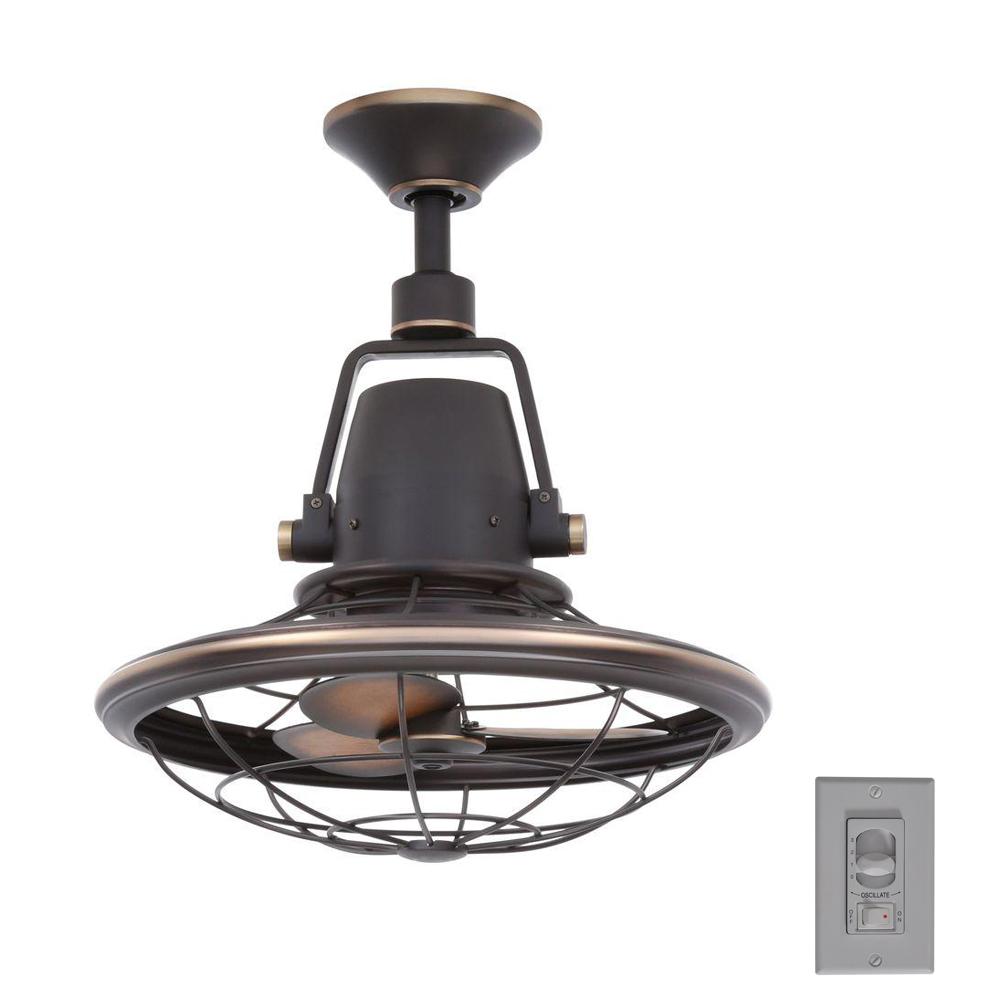 Home Decorators Collection Ceiling Fans Bentley II Outdoor Tarnished Bronze Oscillating Ceiling Fan with Wall Control AL14-TB