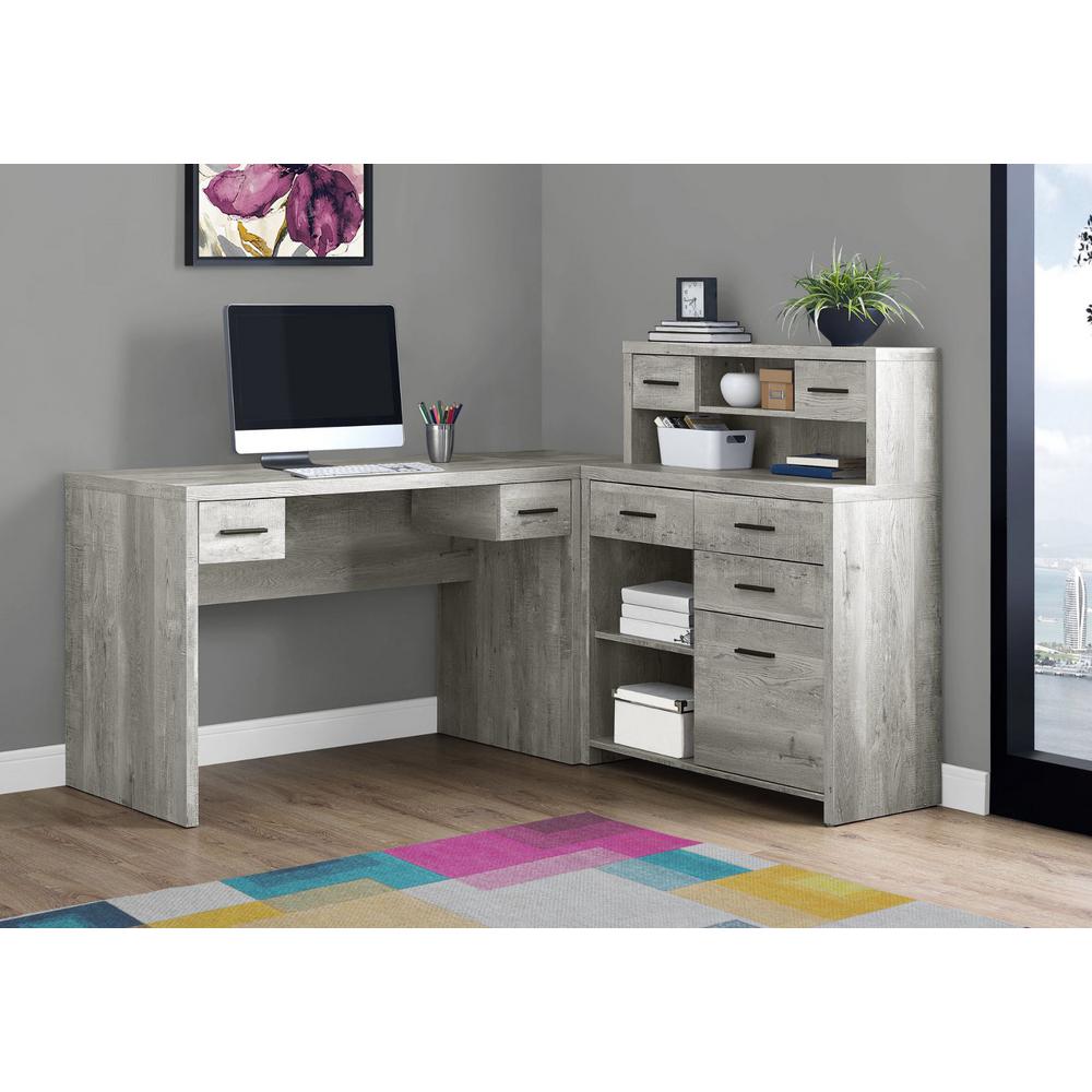 Homeroots 62 75 In Gray L Shaped 8 Drawer Computer Desk With