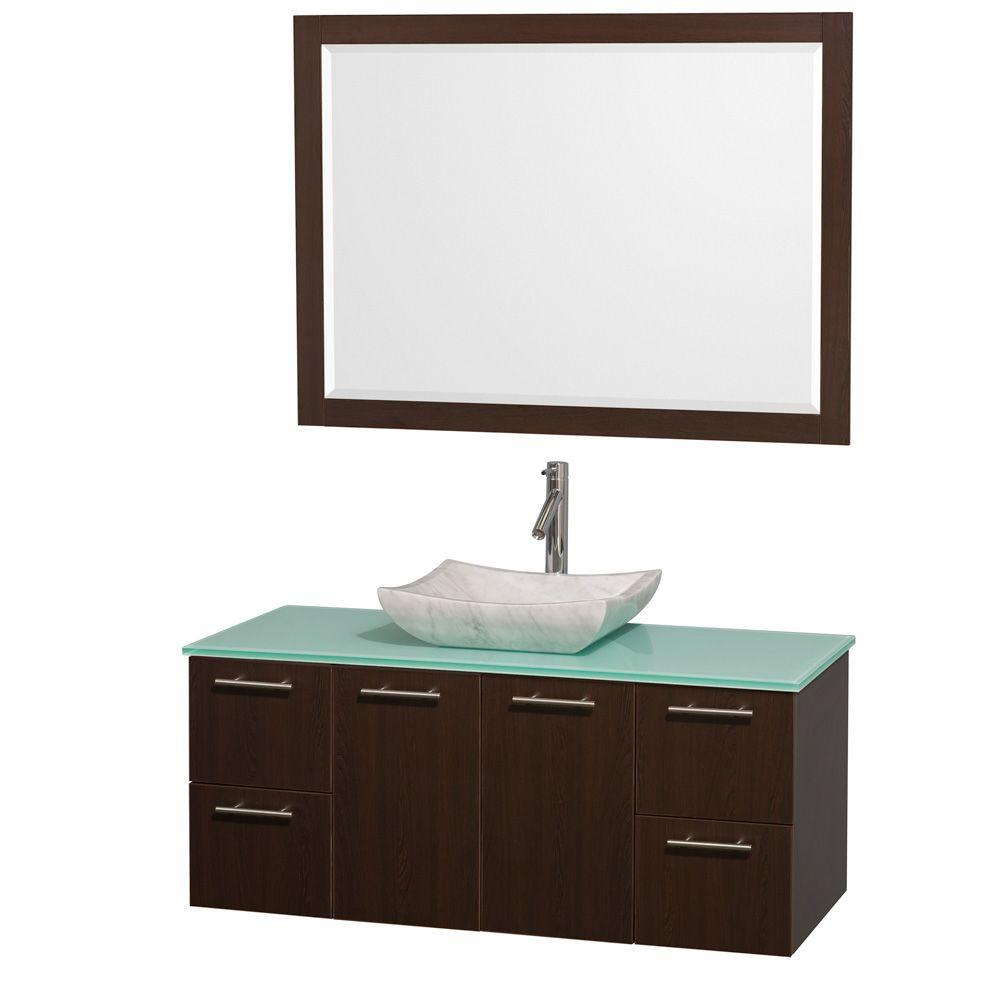 Wyndham Collection Amare 48 in. Vanity in Espresso with Glass Vanity