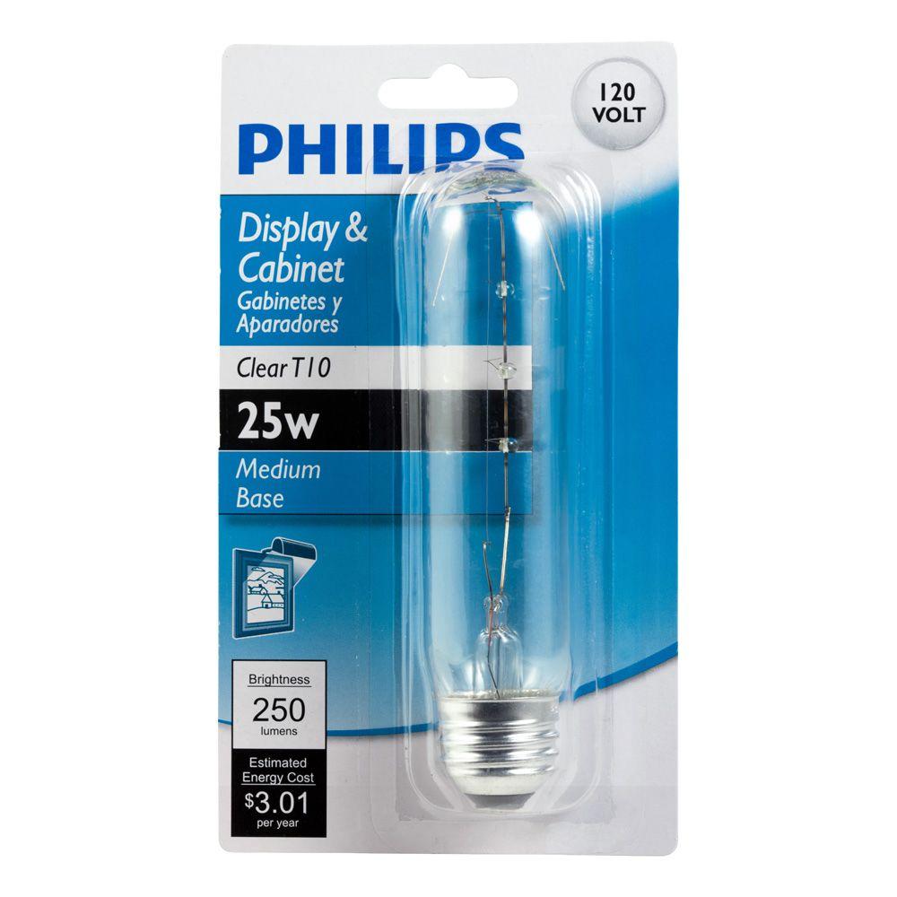 Philips 25 Watt T10 Incandescent Clear Tubular Light Bulb The Home Depot