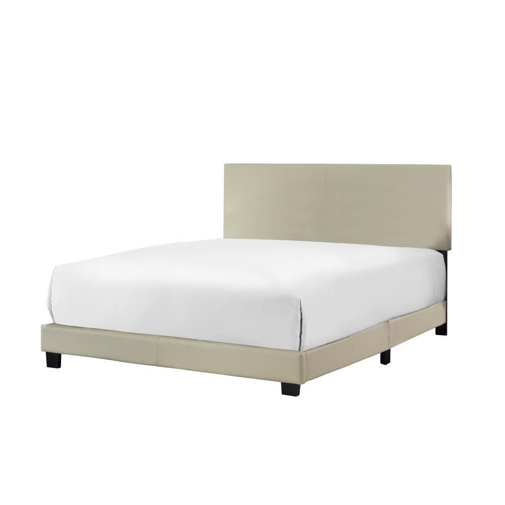 Os Home And Office Furniture King Sized Upholstered Bed In Cream
