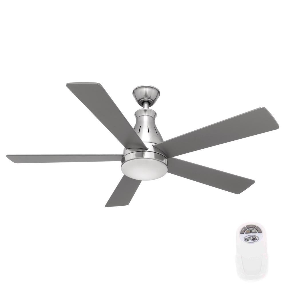 Hampton Bay Cobram 48 In Integrated Led Indoor Nickel Ceiling Fan Hampton Bay Cobram 48 In Integrated Led Indoor Nickel Ceiling Fan With Light Kit And