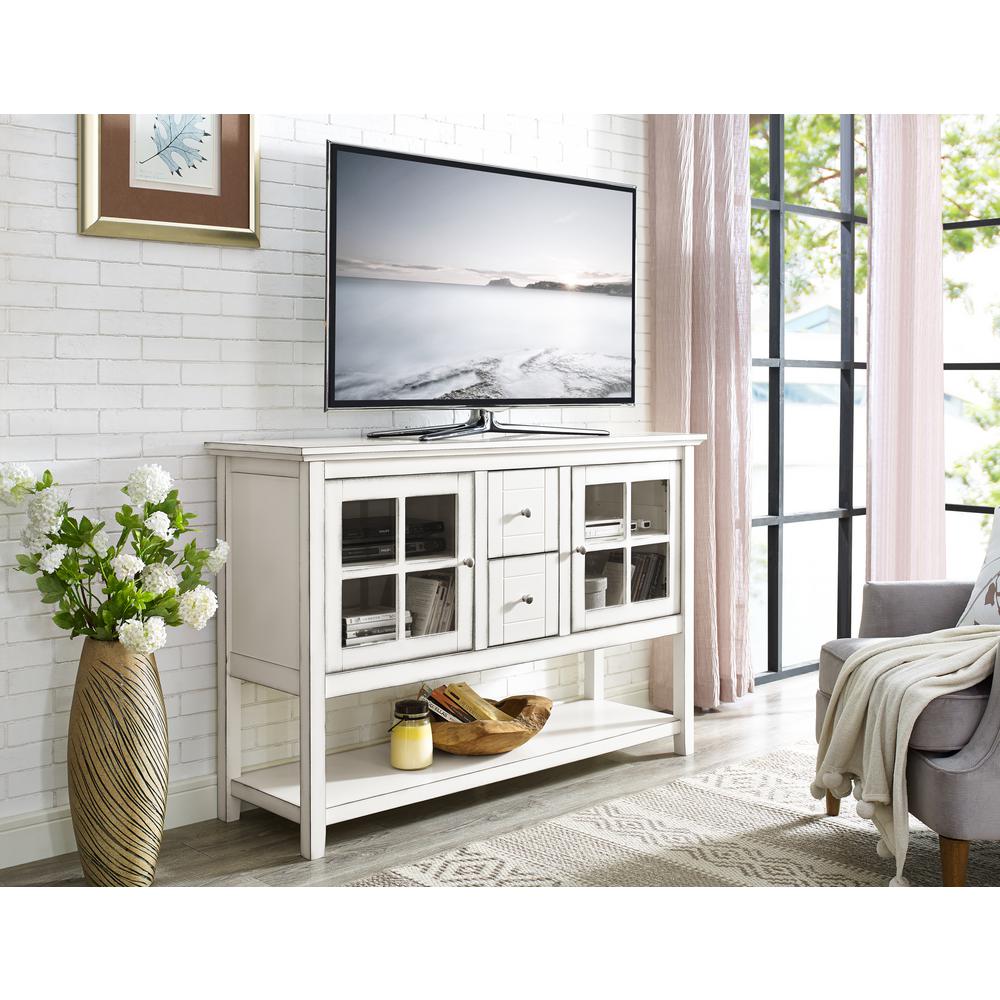 Walker Edison Furniture Company 52 In Transitional Wood And Glass Walker Edison Furniture Company 52 In Transitional Wood And Glass Buffet Antique White Hd52c4ctawh The Home Depot
