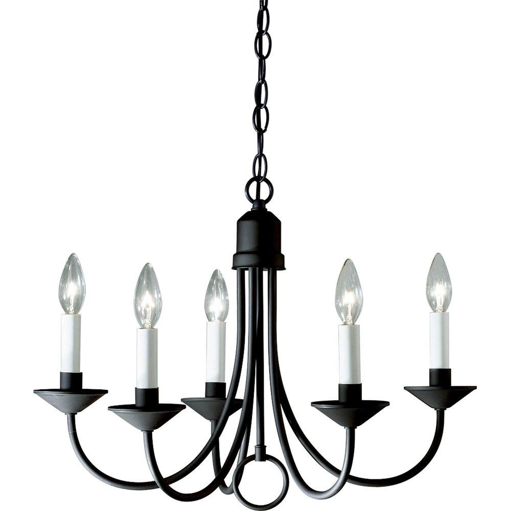 Progress Lighting 21 In 5 Light Textured Black Chandelier