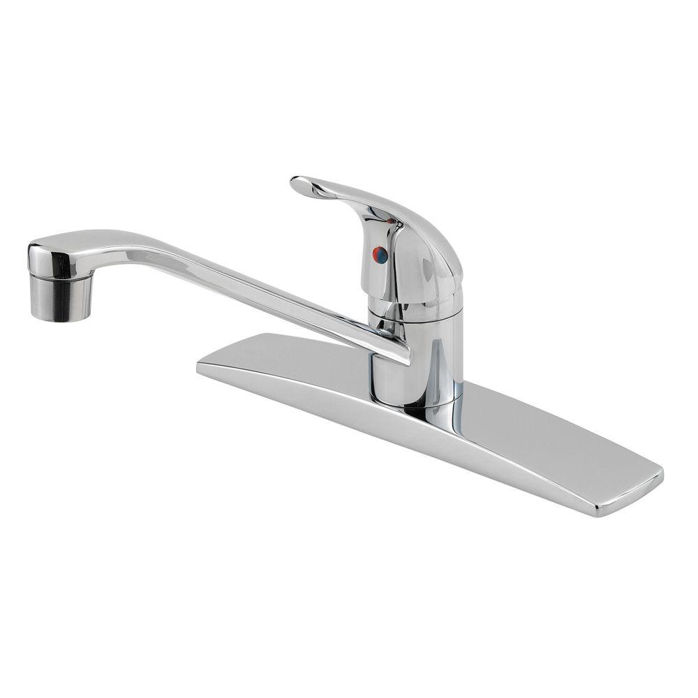 Pfister Pfirst Series 2-Handle Kitchen Faucet with White Side Spray Polished Chrome