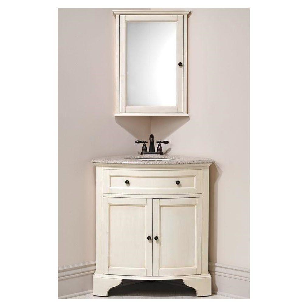 Home Decorators Collection Hamilton 20 In W X 27 In H Surface Mount Corner Wall Medicine Cabinet In Ivory 0567700410 The Home Depot