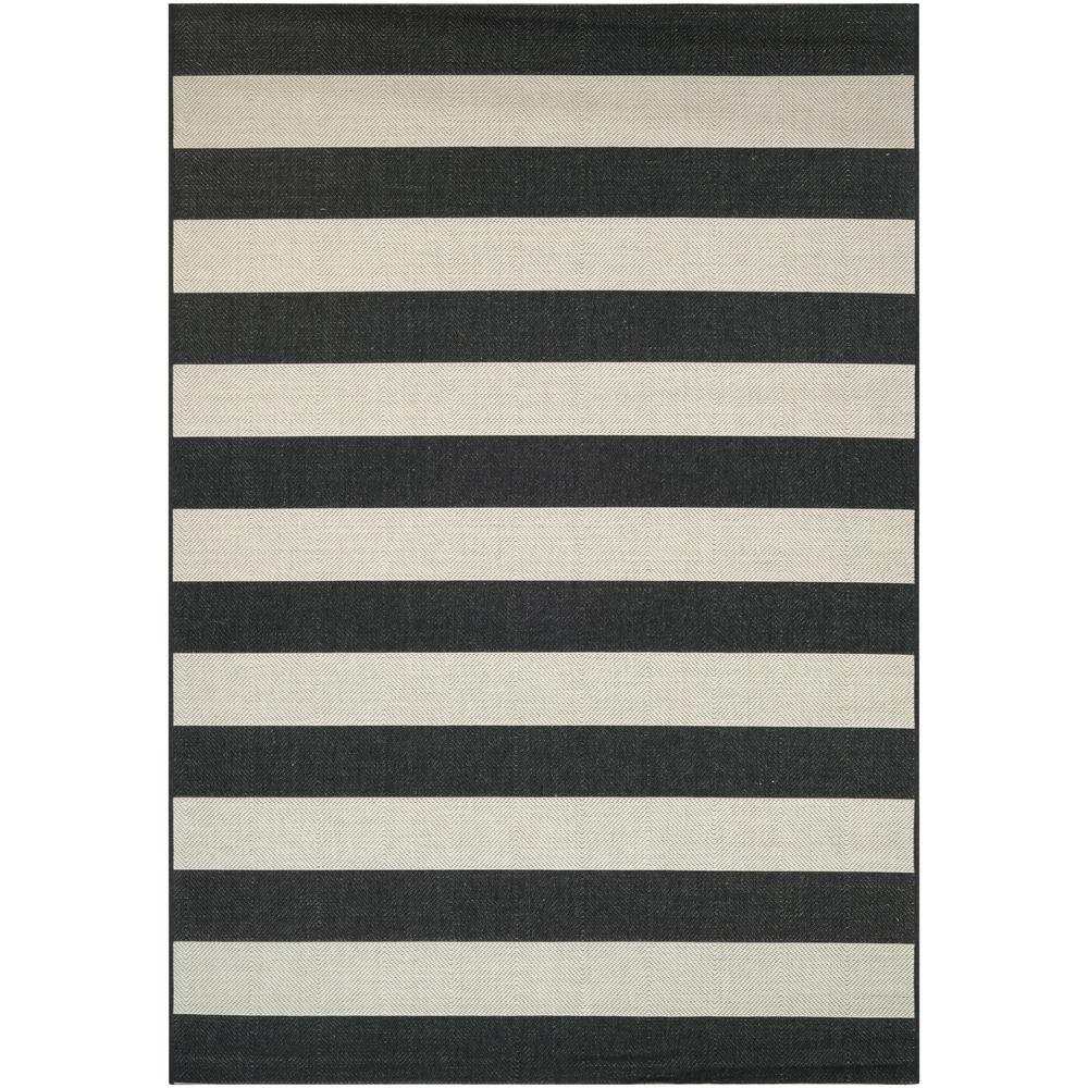 Black Outdoor Rugs The Home Depot Afuera Yacht Club Onyx Ivory 9 Ft X 12 Indoor Outdoor
