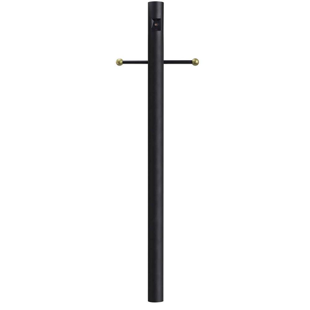 SOLUS 8 ft. Black Outdoor Direct Burial Lamp Post with Cross Arm and