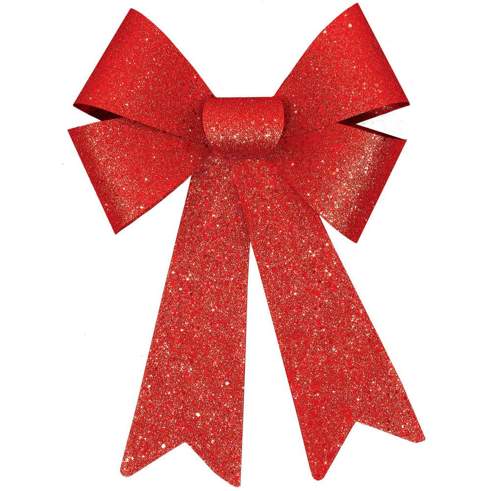 Amscan 13 in. Glitter Bow in Red (4-Pack)-240635 - The Home Depot
