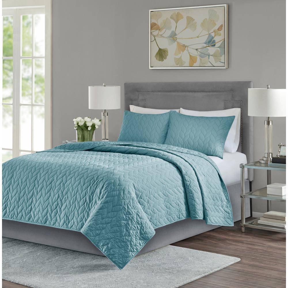 Madison Park Addie 3 Piece Teal King Cal King Reversible Coverlet Set Mp13 6857 The Home Depot