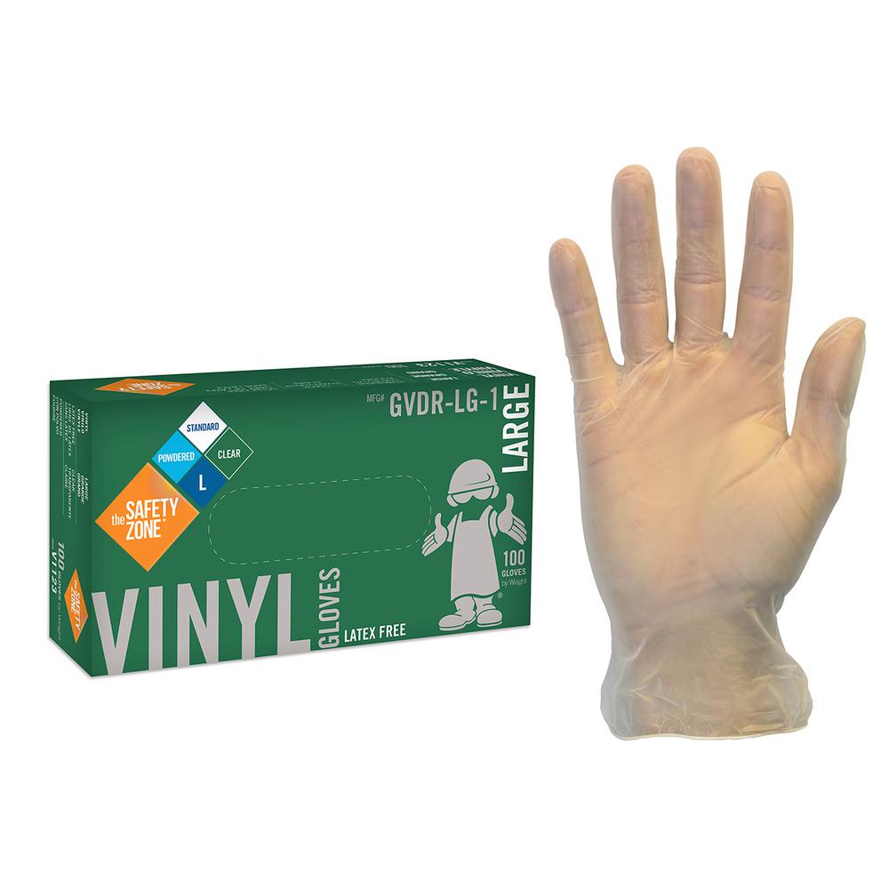 THE SAFETY ZONE X-Large Clear Lightly Powdered Disposable Vinyl Gloves Bulk 1000... by THE SAFETY ZONE