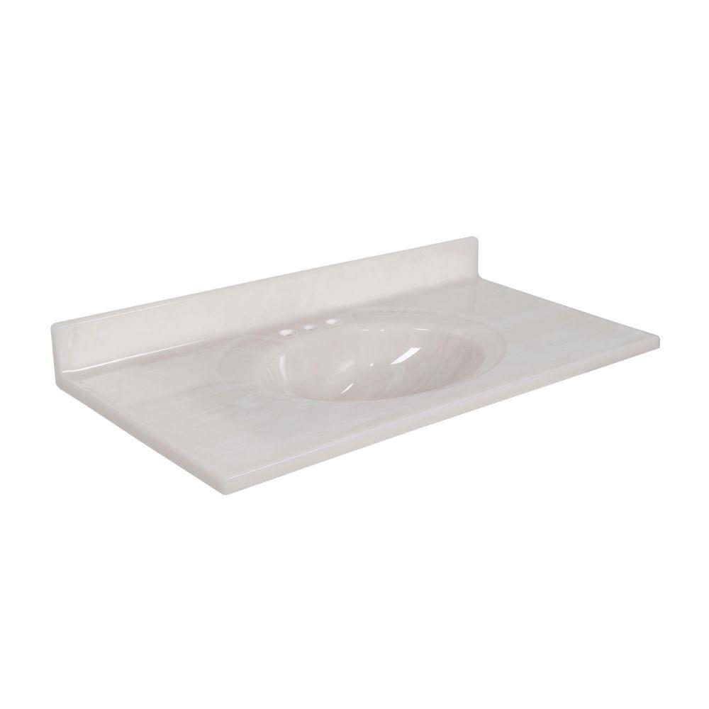 Glacier Bay Newport 37 in. Cultured Marble Vanity Top with Basin in