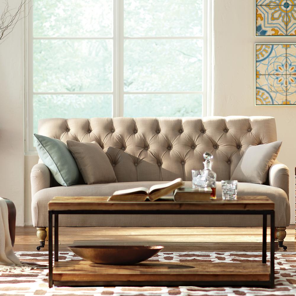 Home Decorators Collection Watkins Natural Linen Sofa 1599600810