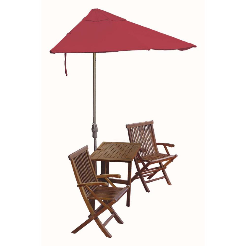 Blue Star Group Terrace Mates Villa Premium 5 Piece Patio Bistro Set With 9 Ft Red Olefin Half Umbrella Tmvp 9or The Home Depot